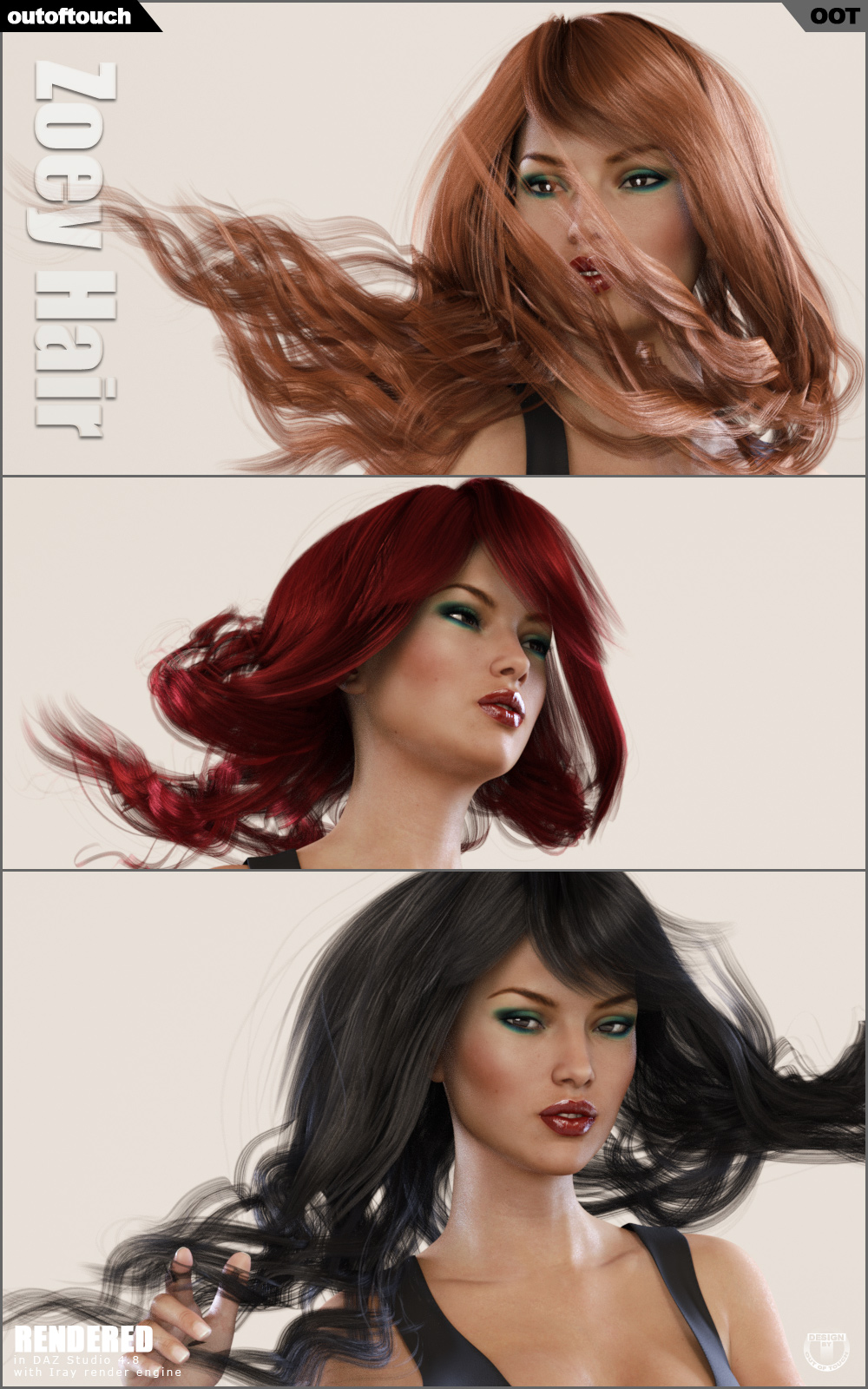Zoey Hair V4, G2F, G3F by N/A