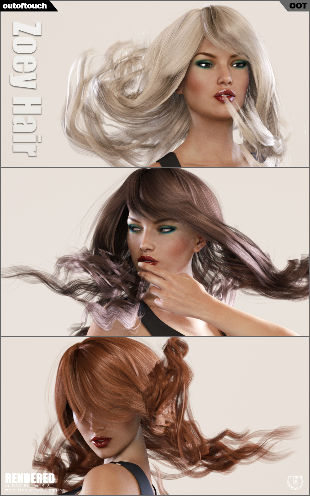 Zoey Hair V4, G2F, G3F by N/A
