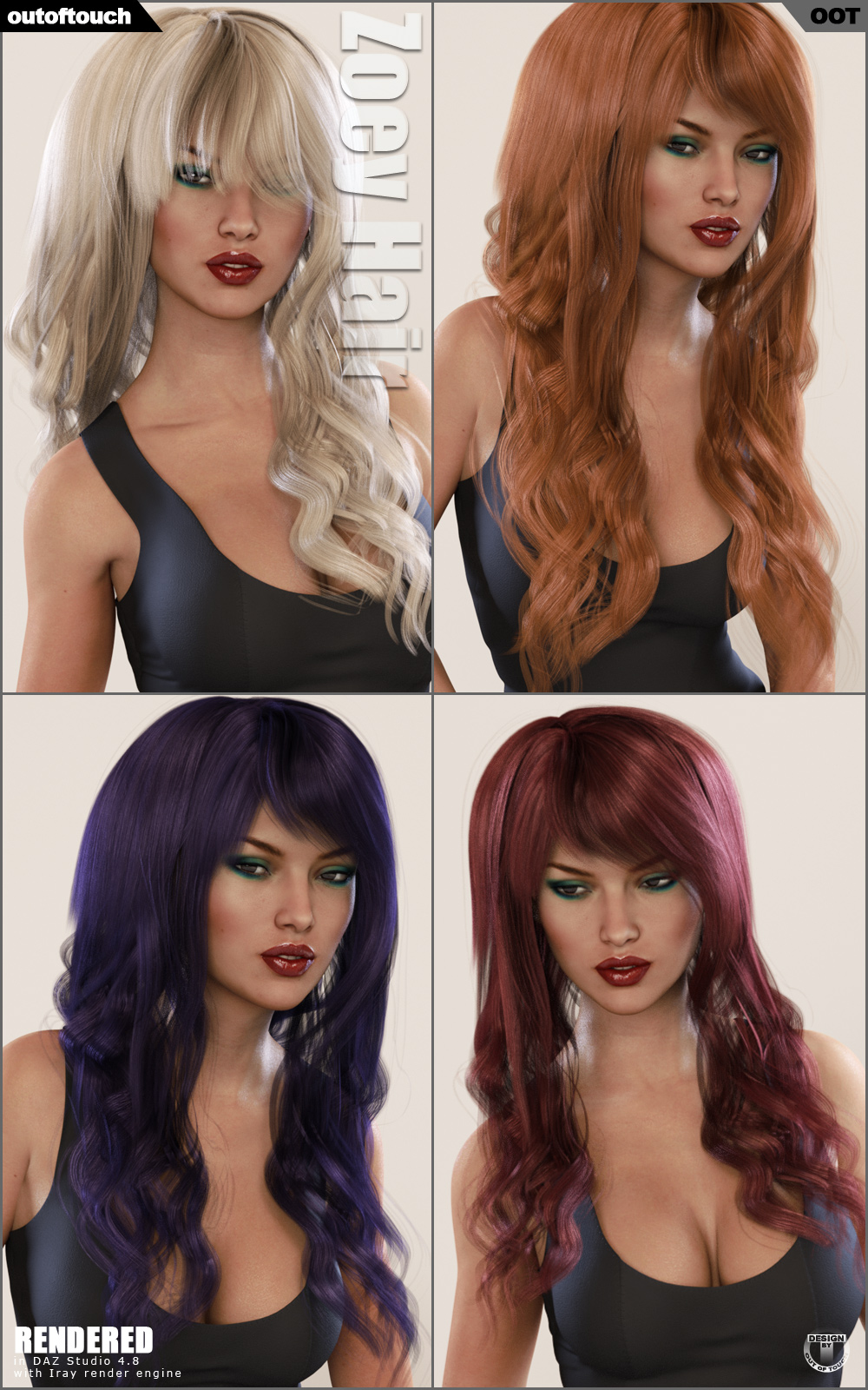 Zoey Hair V4, G2F, G3F by N/A