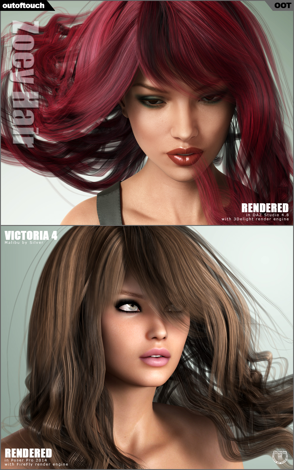 Zoey Hair V4, G2F, G3F by N/A