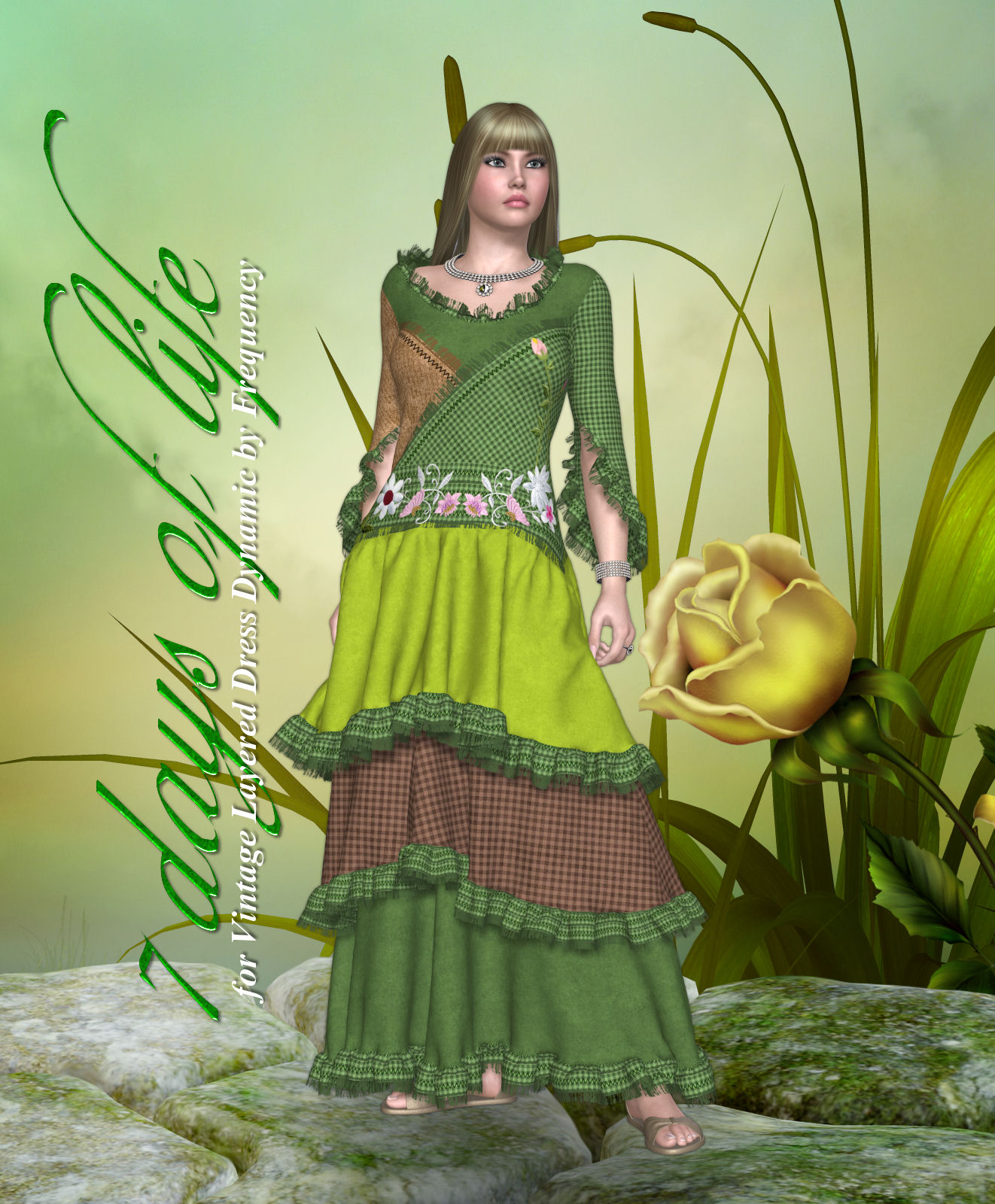 DA-7 Days of life for Vintage Layered Dress Dynamic by Frequency by N/A