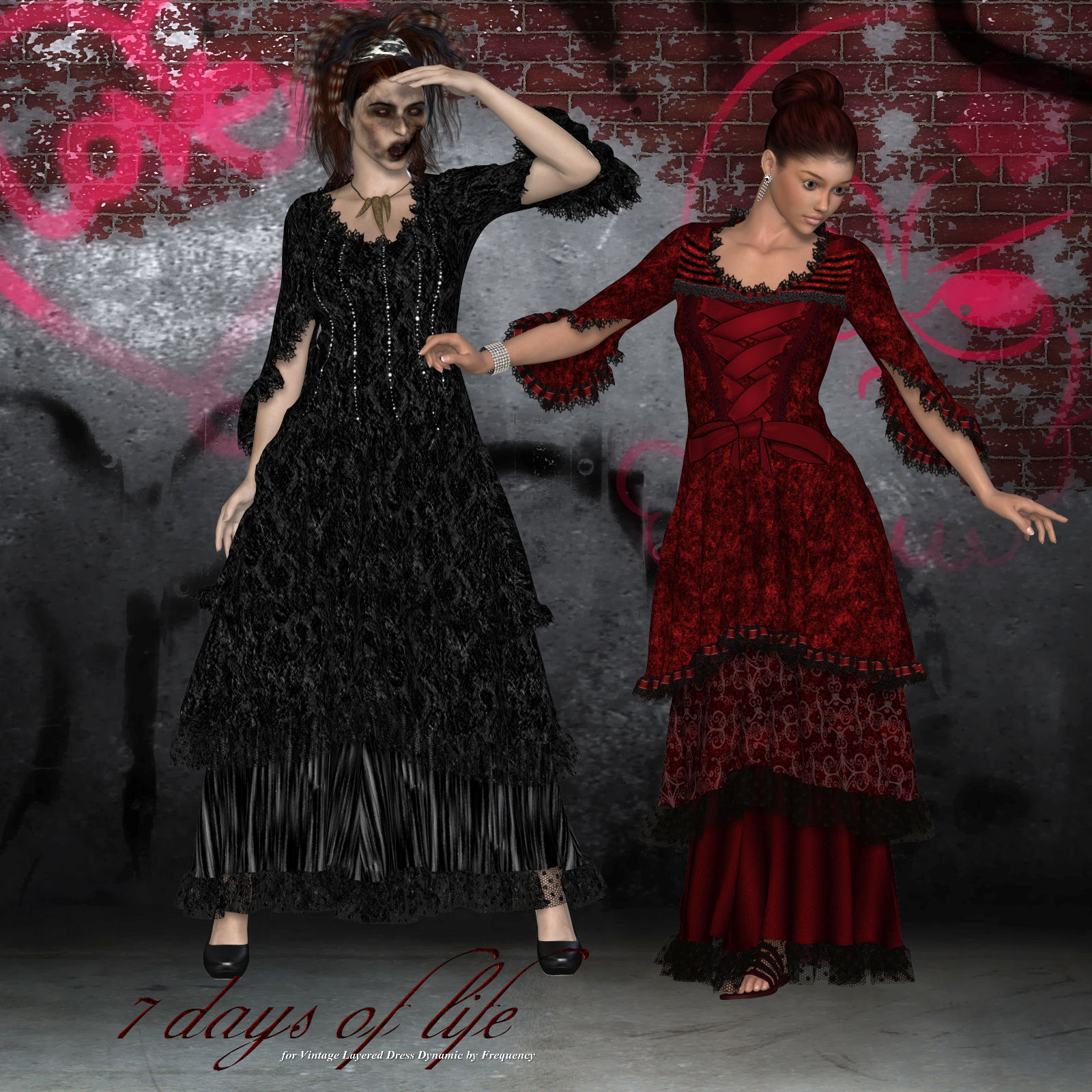 DA-7 Days of life for Vintage Layered Dress Dynamic by Frequency by N/A