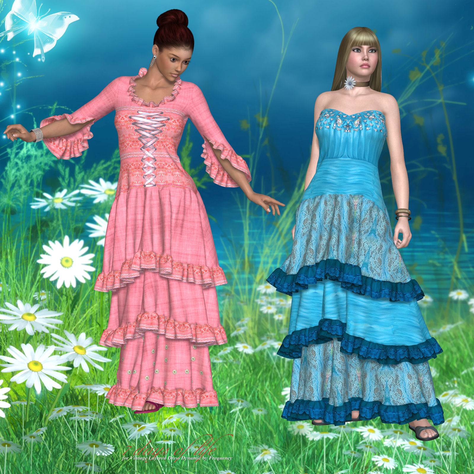 DA-7 Days of life for Vintage Layered Dress Dynamic by Frequency by N/A
