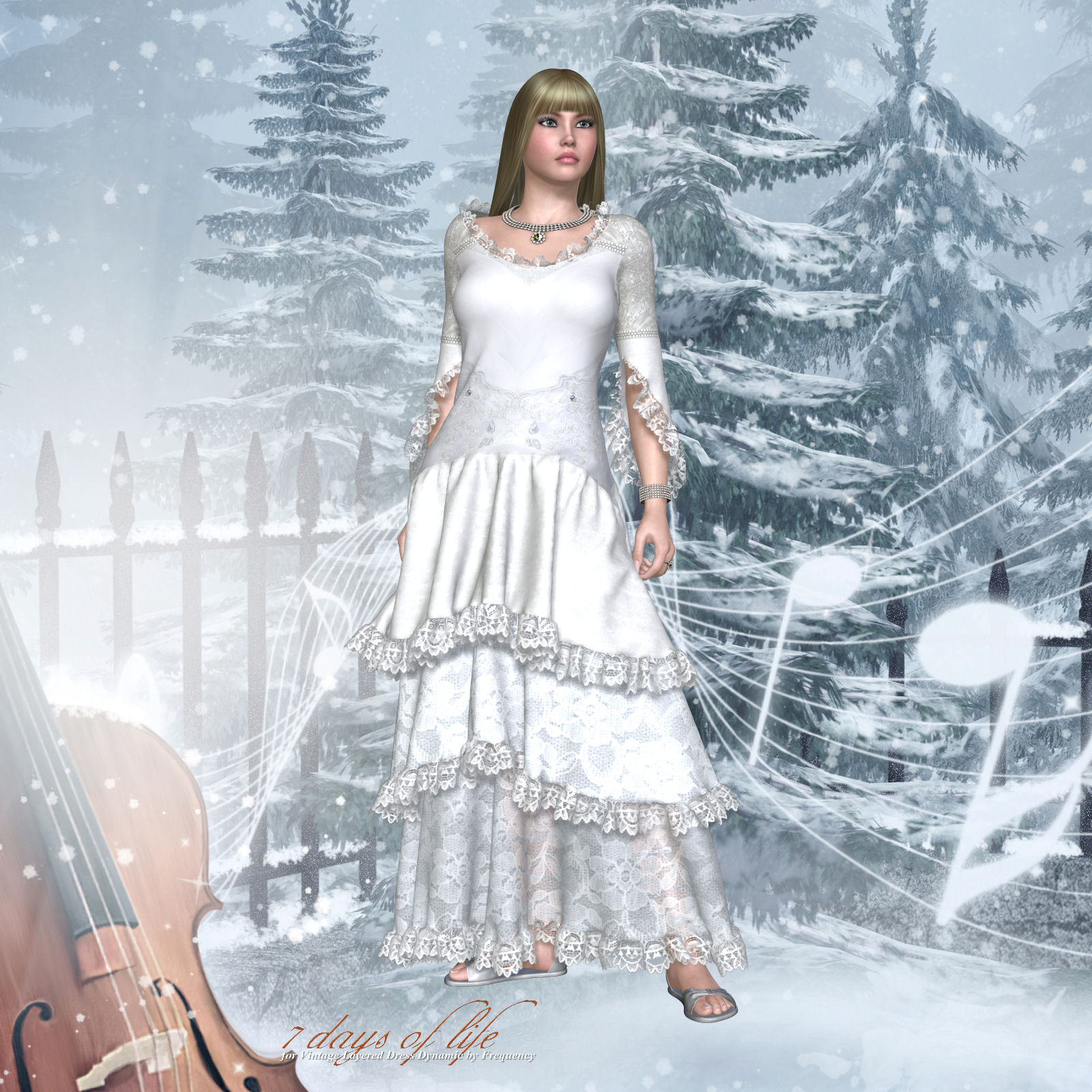 DA-7 Days of life for Vintage Layered Dress Dynamic by Frequency by N/A