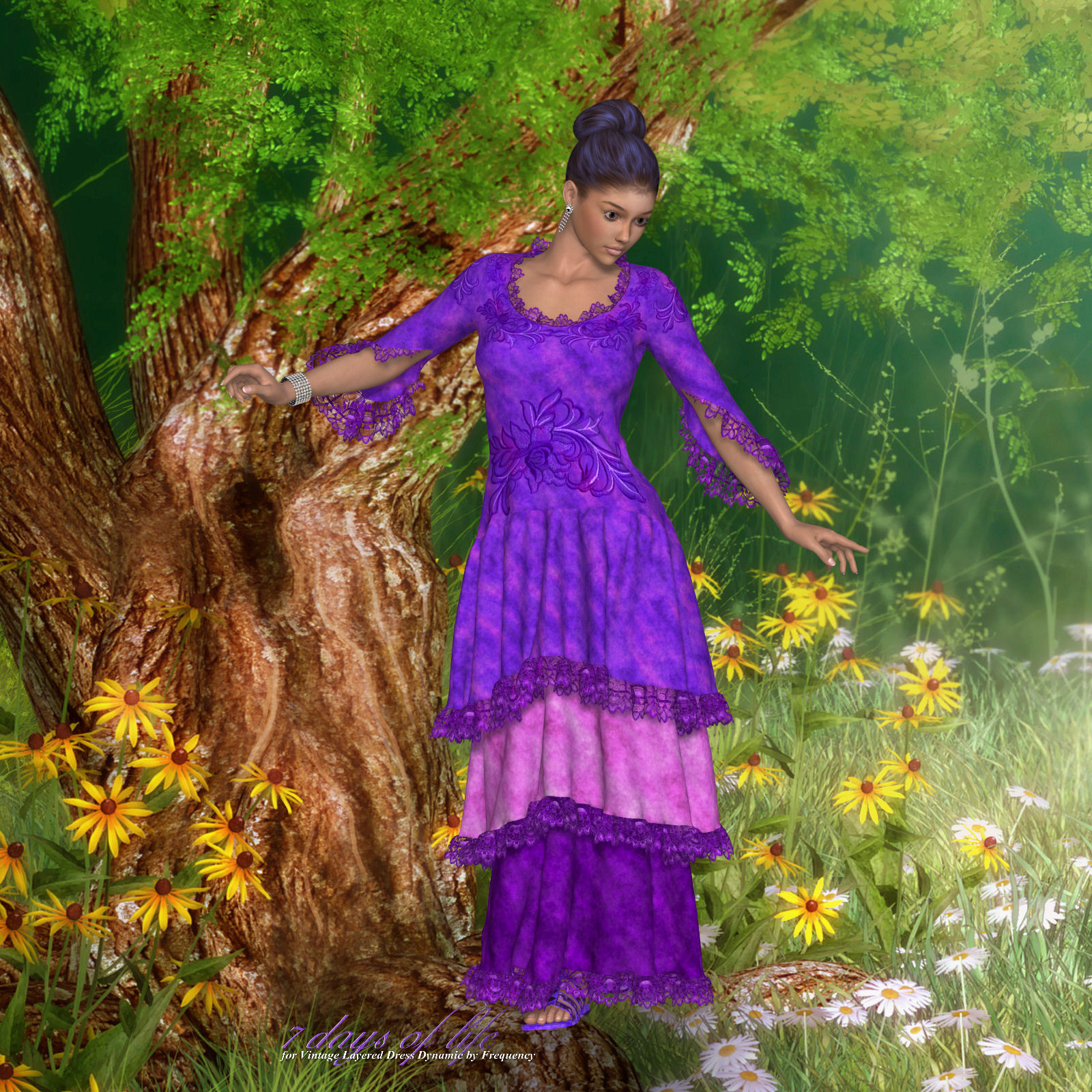 DA-7 Days of life for Vintage Layered Dress Dynamic by Frequency by N/A