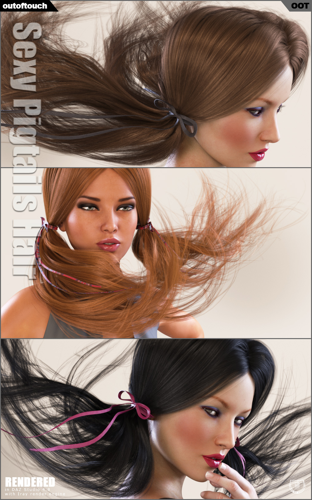 Sexy Pigtails Hair V4, G2F, G3F by N/A