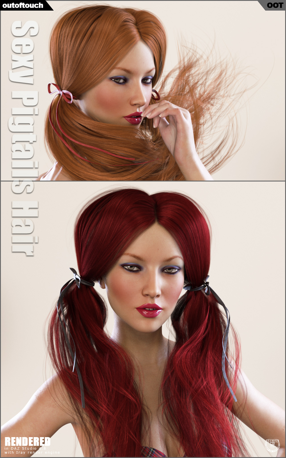 Sexy Pigtails Hair V4, G2F, G3F by N/A