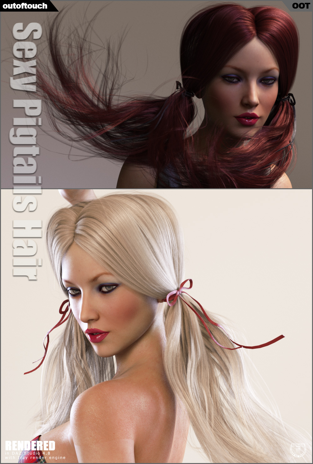 Sexy Pigtails Hair V4, G2F, G3F by N/A
