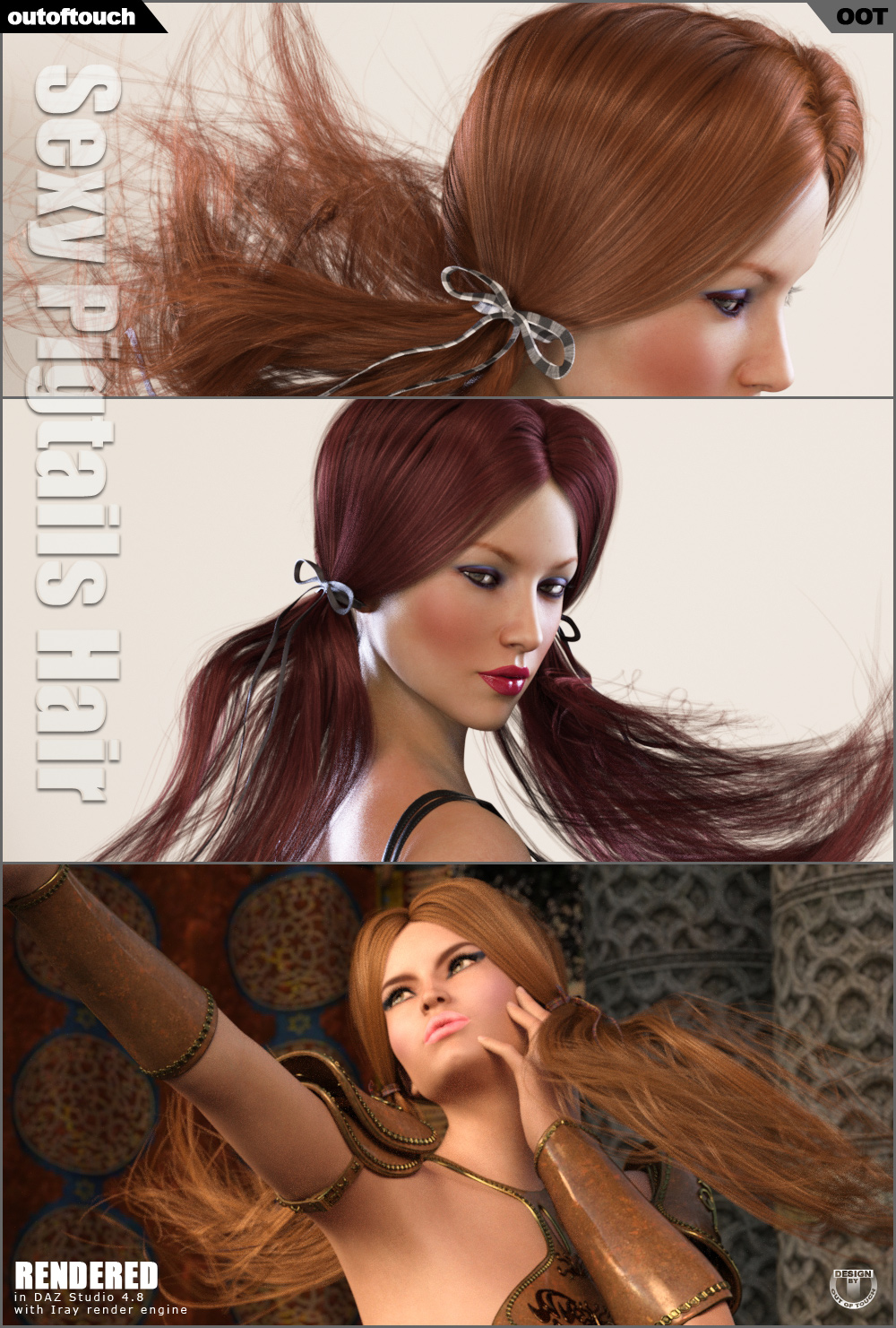 Sexy Pigtails Hair V4, G2F, G3F by N/A