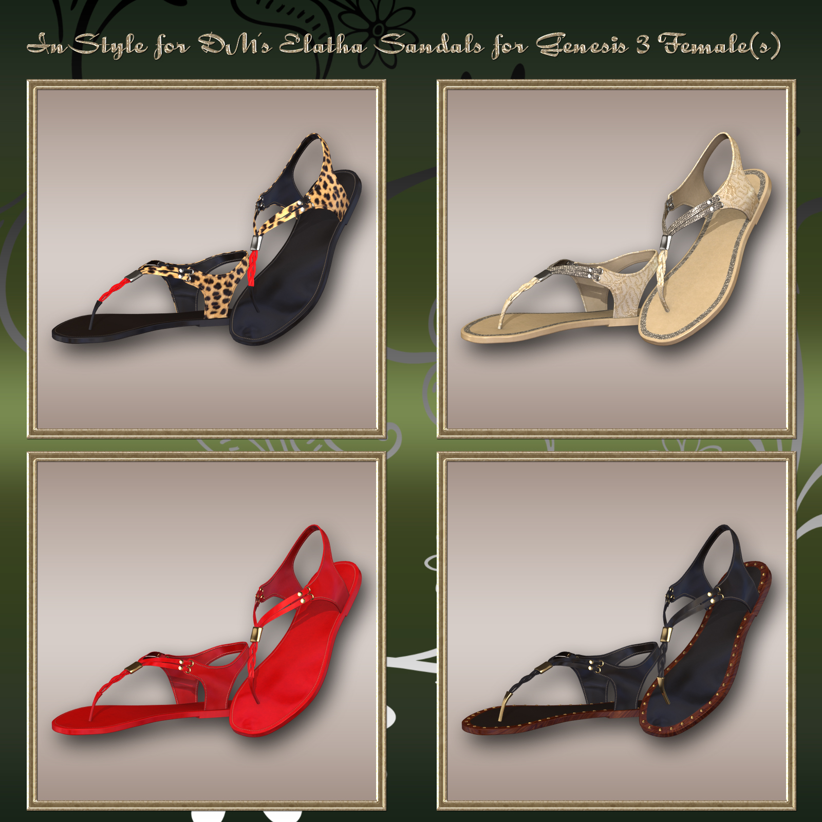 InStyle - DM's Elatha Sandals for Genesis 3 Female(s) by N/A