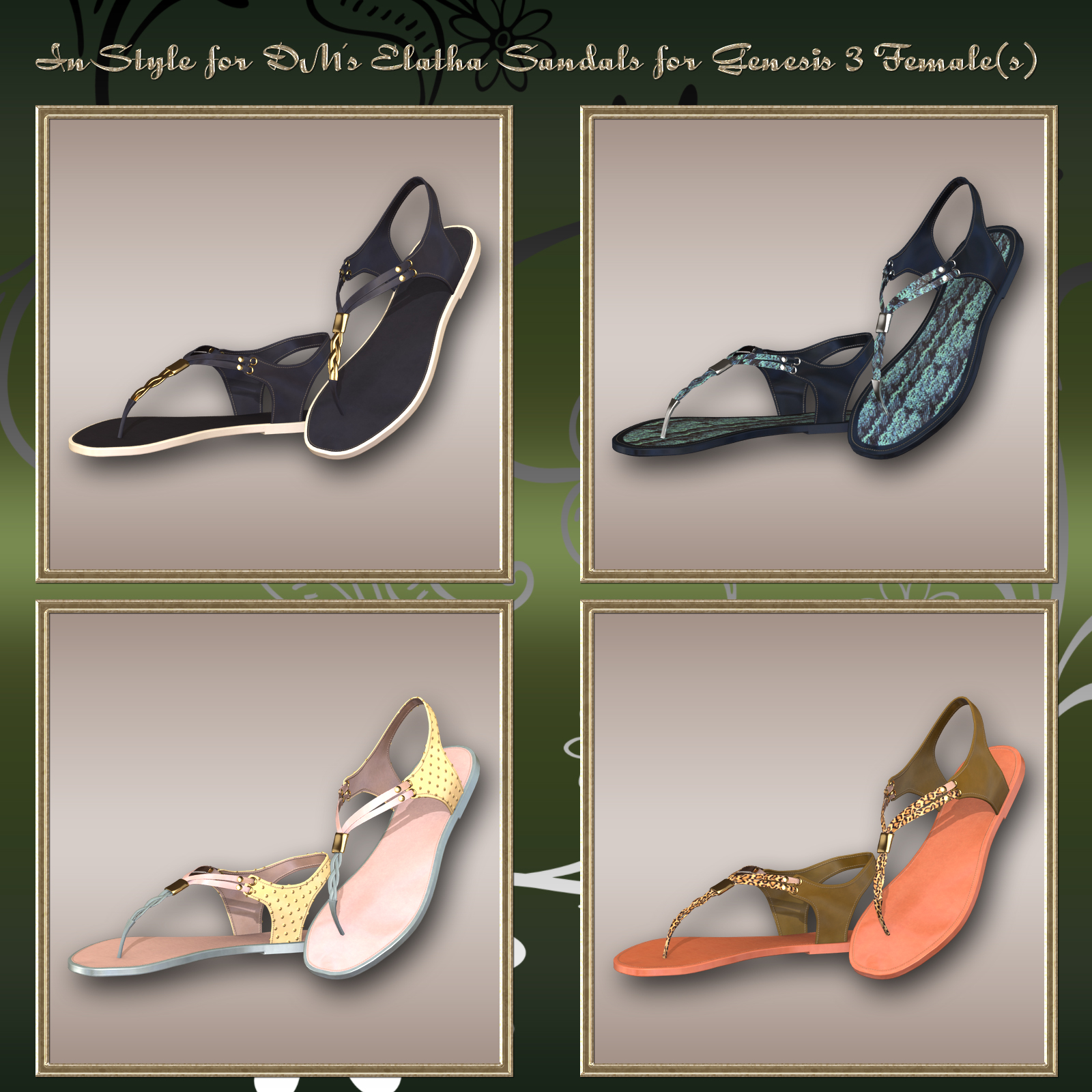 InStyle - DM's Elatha Sandals for Genesis 3 Female(s) by N/A