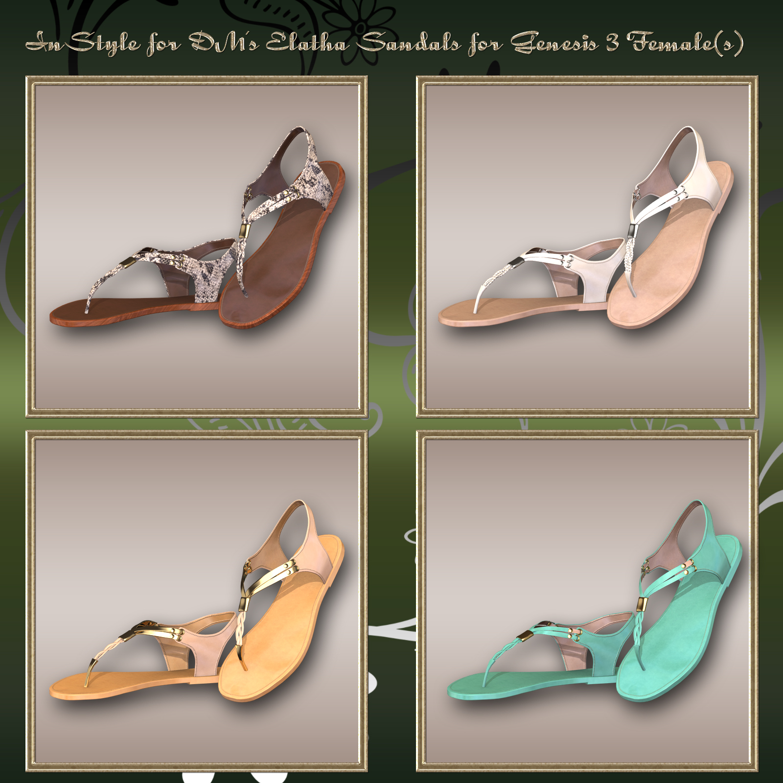 InStyle - DM's Elatha Sandals for Genesis 3 Female(s) by N/A