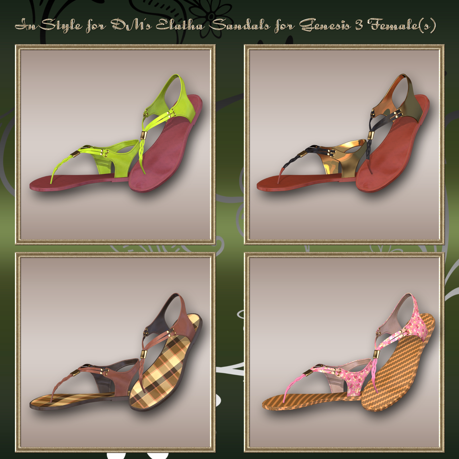 InStyle - DM's Elatha Sandals for Genesis 3 Female(s) by N/A