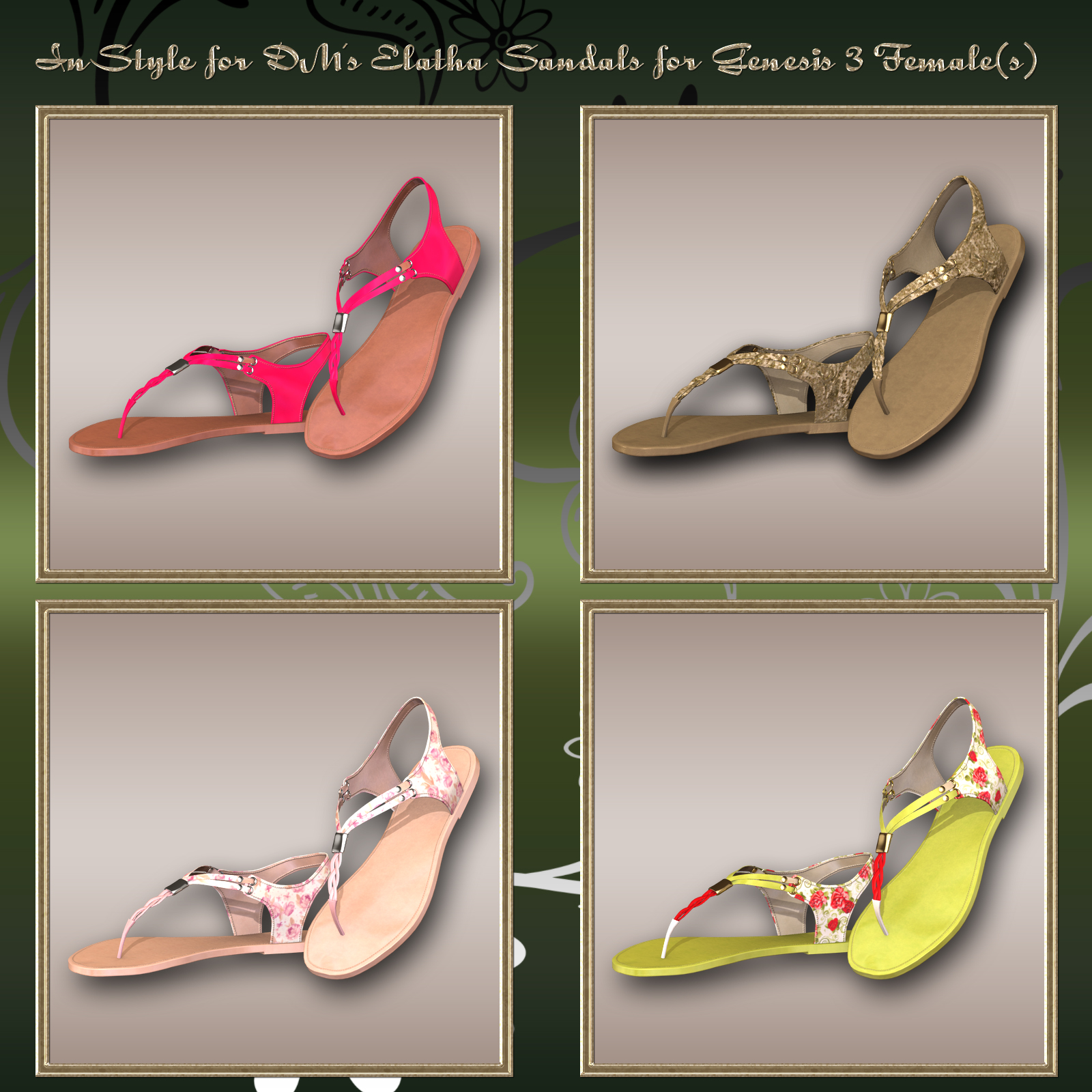 InStyle - DM's Elatha Sandals for Genesis 3 Female(s) by N/A