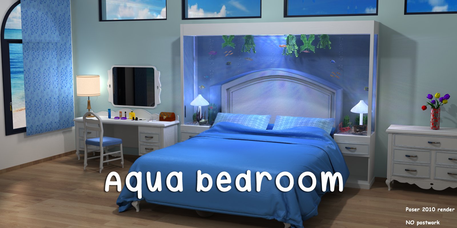 Aqua bedroom by N/A