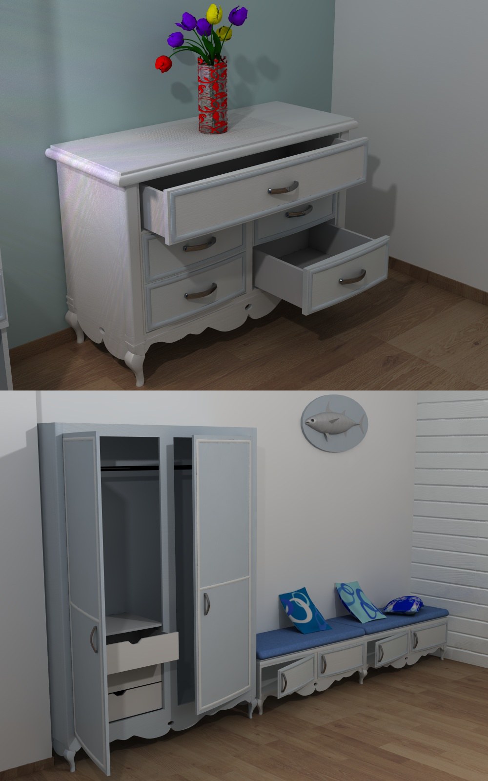 Aqua bedroom by N/A