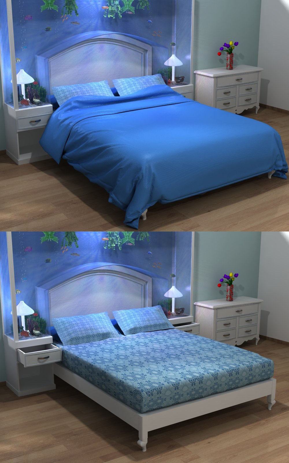 Aqua bedroom by N/A