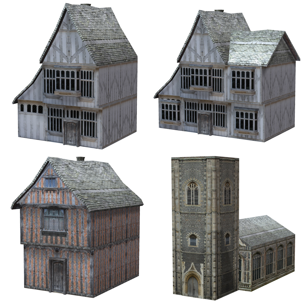 Low Polygon Medieval Buildings 4 (for Poser) by N/A
