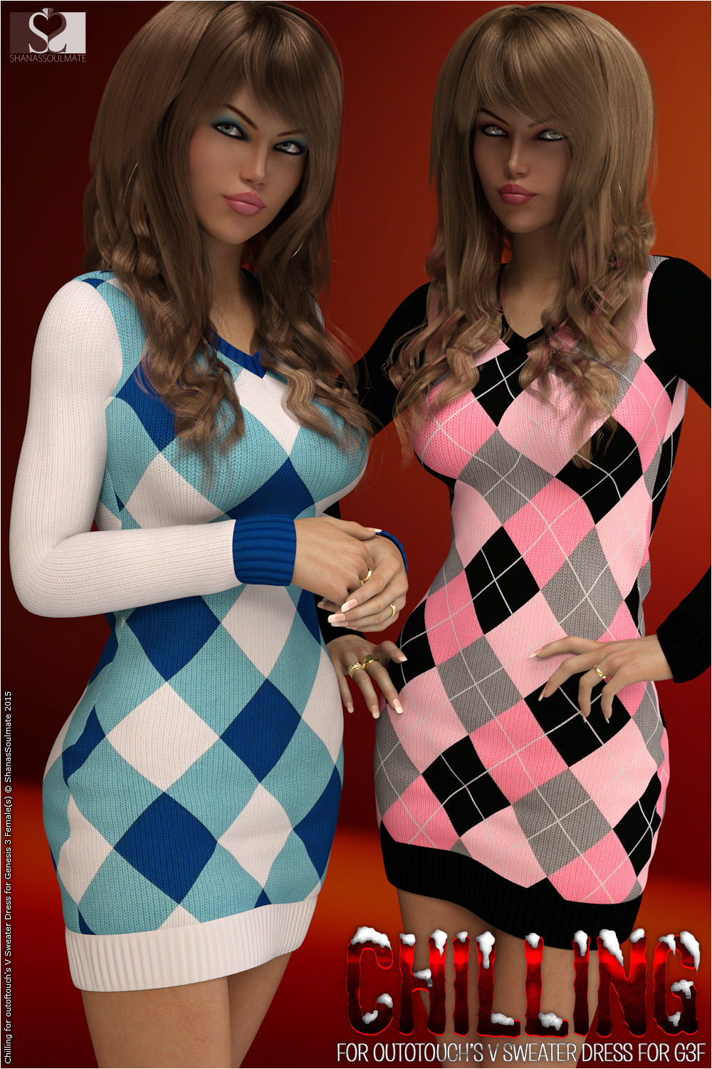 Chilling for V Sweater Dress by N/A