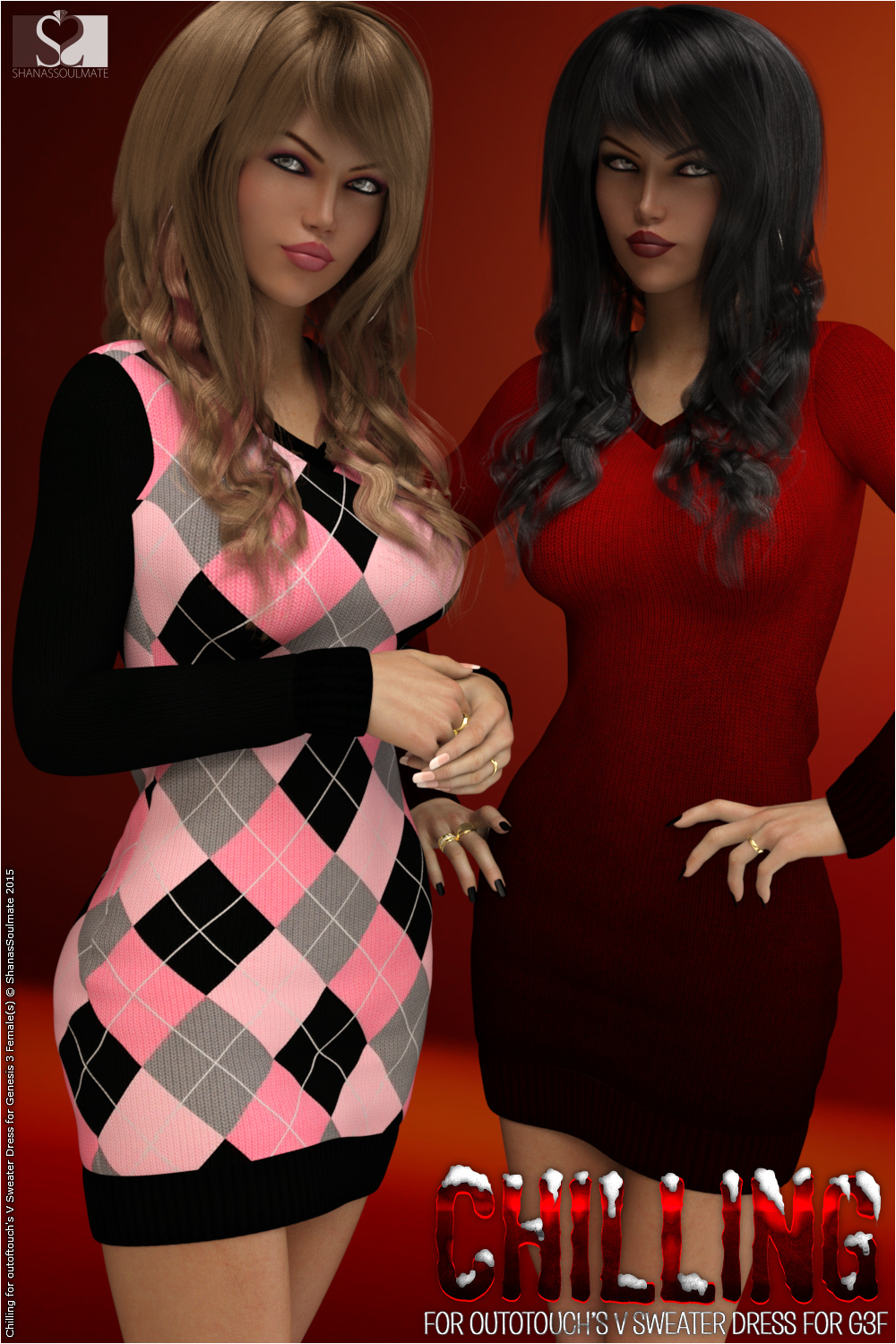 Chilling for V Sweater Dress by N/A
