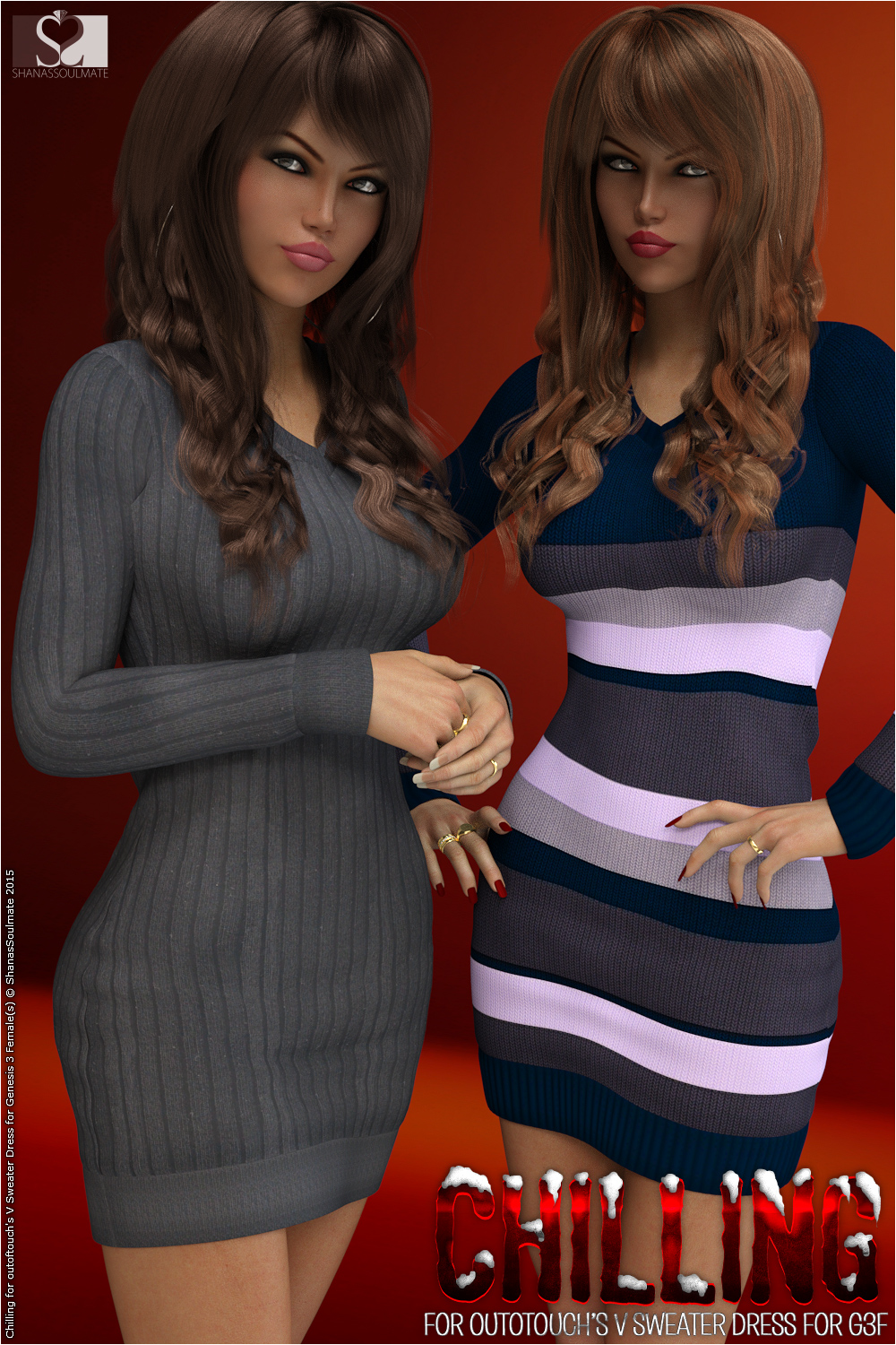 Chilling for V Sweater Dress by N/A