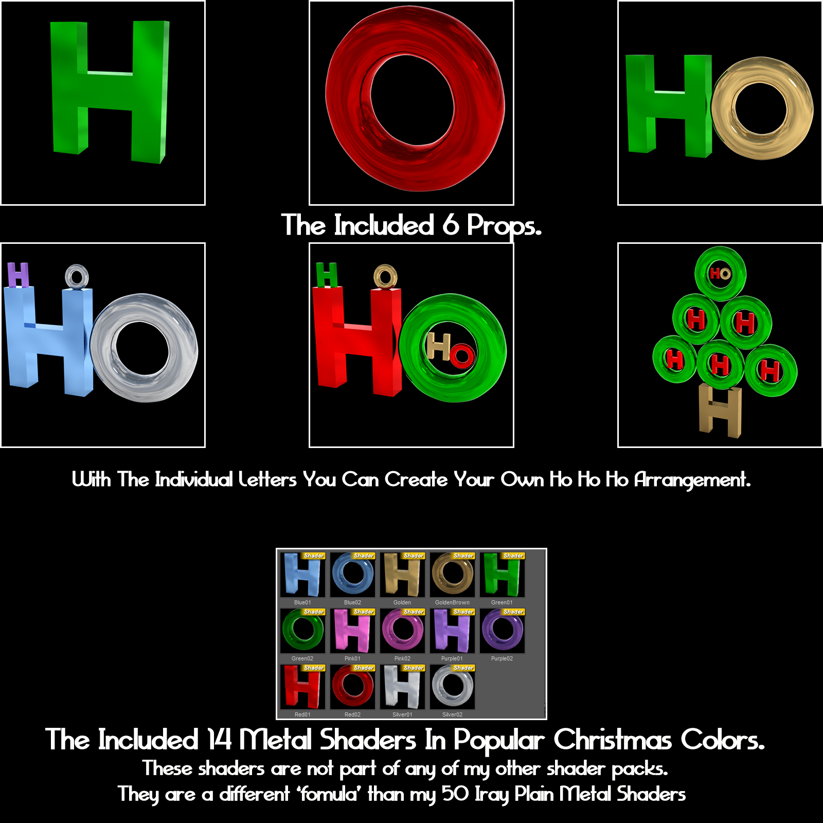 Iray Christmas Ho Ho Props And Metal Shaders by N/A