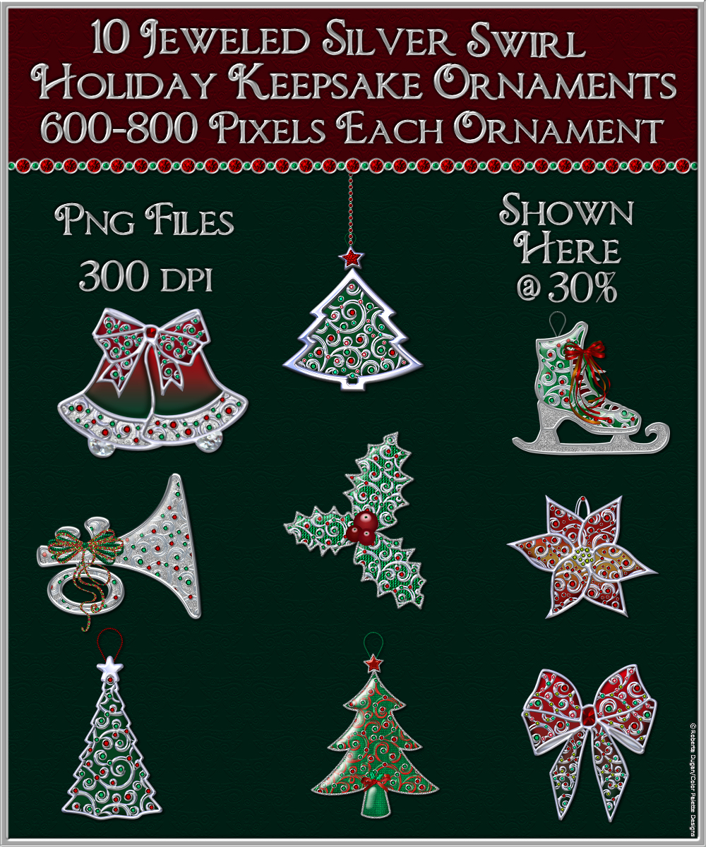 Jeweled Swirl Keepsake Ornaments: SILVER by N/A