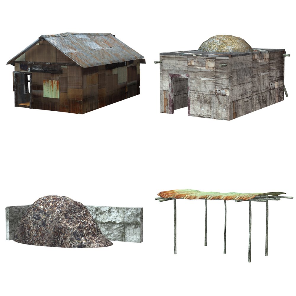 Shanty Town Buildings 1: Set 2 (for Poser) by N/A