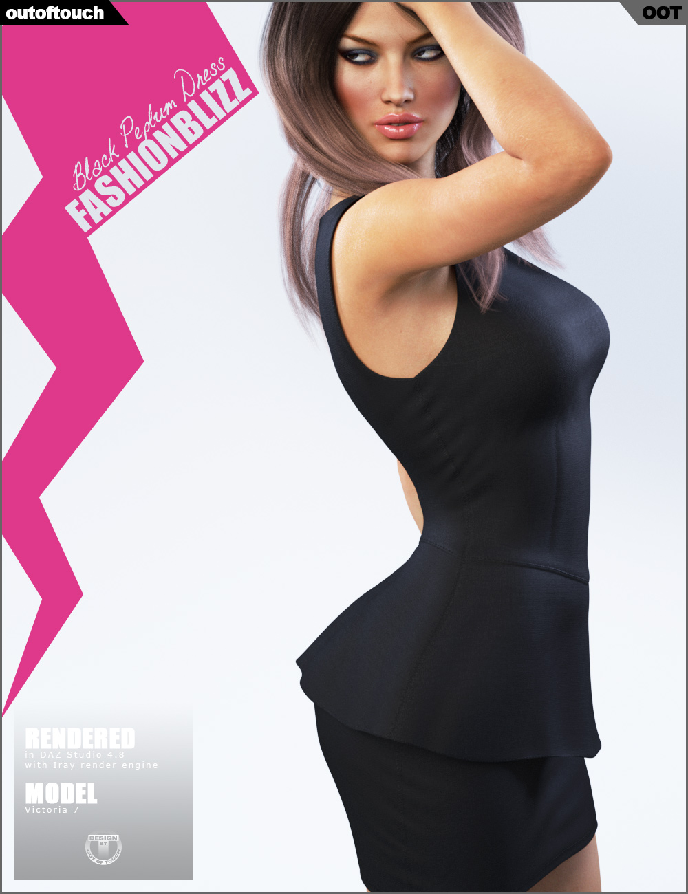 Black Peplum Dress for Genesis 3 Female(s) by N/A