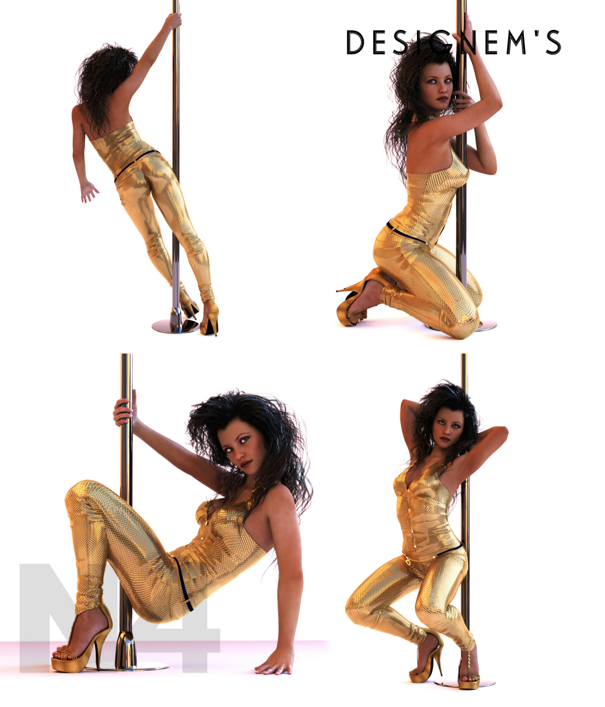 Natural 4 poses for G3F by N/A