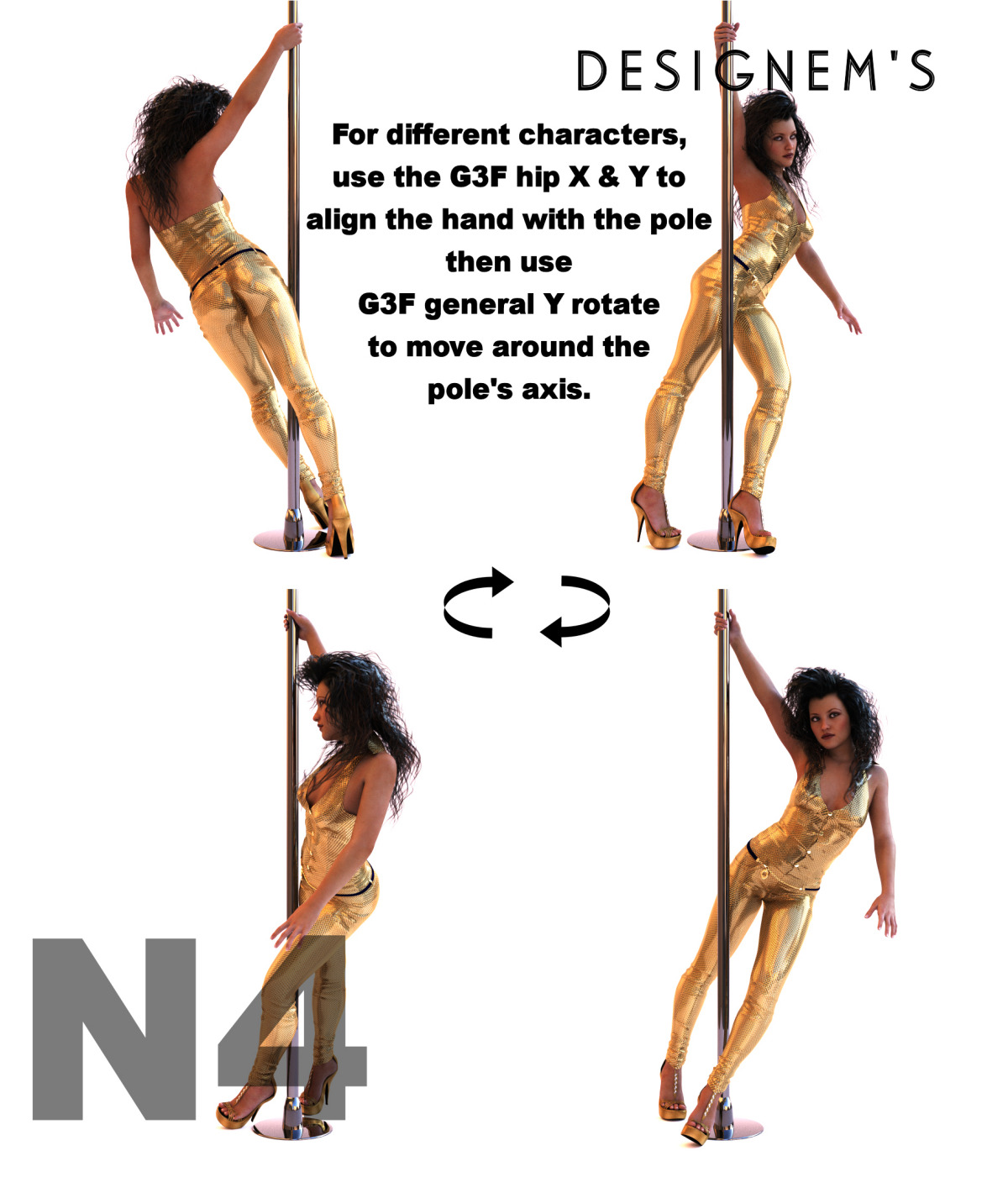 Natural 4 poses for G3F by N/A