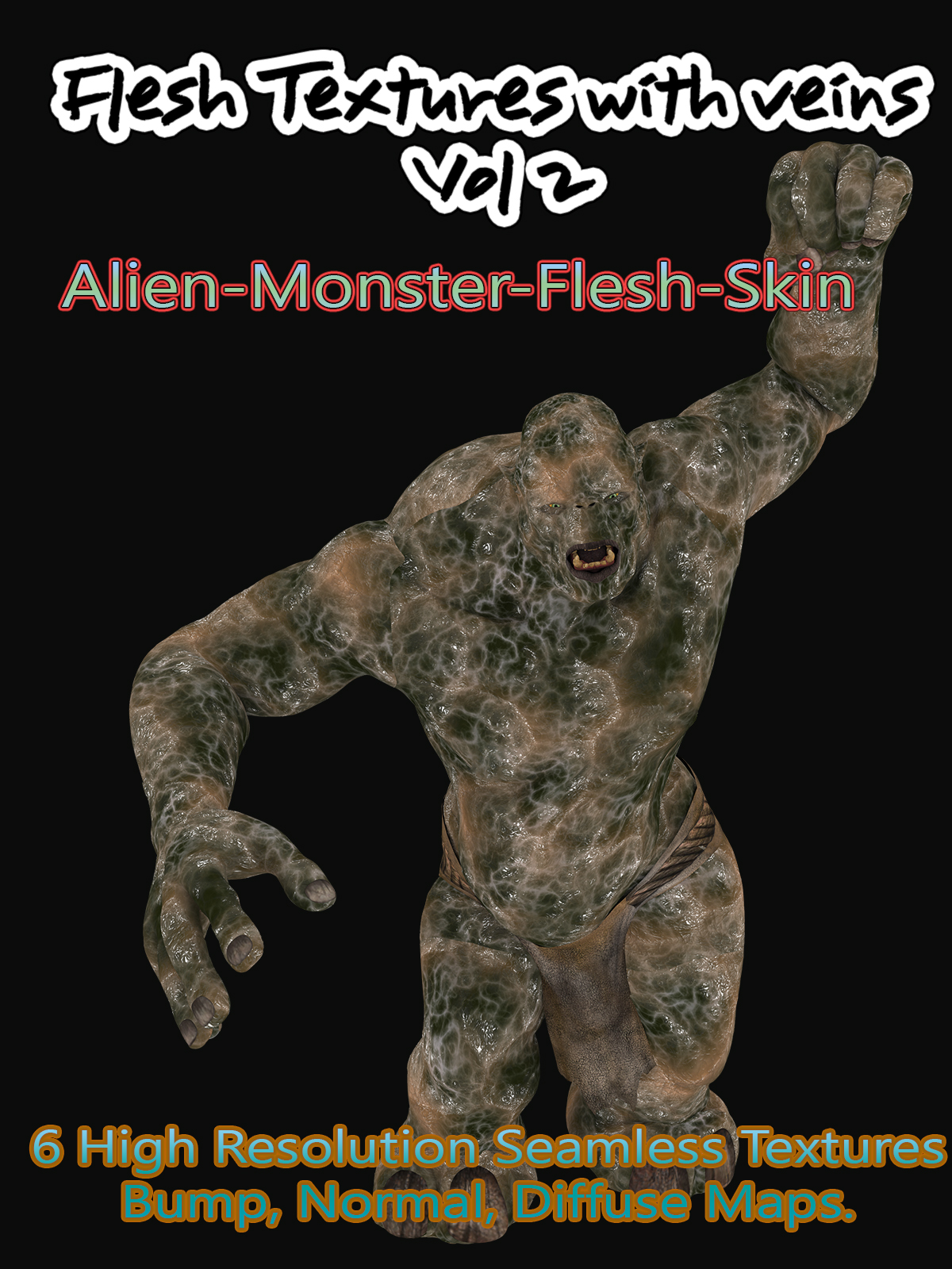6 Seamless Flesh Textures with Veins and Bump, Normal and Diffuse Maps Volume 2 by N/A