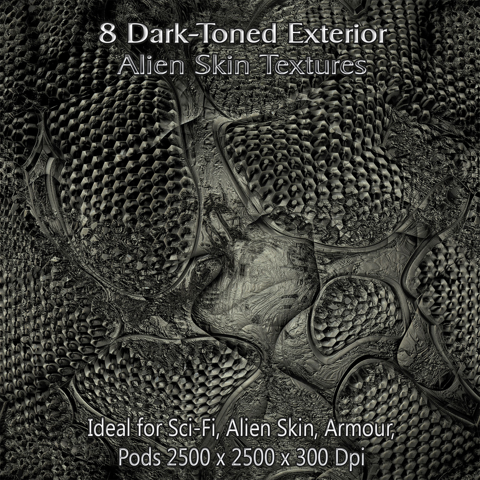 8 Dark-Toned Exterior Alien Skin Seamless Textures - Merchant Resource by N/A