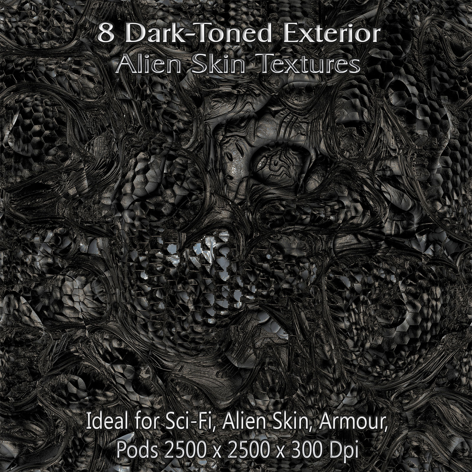 8 Dark-Toned Exterior Alien Skin Seamless Textures - Merchant Resource by N/A