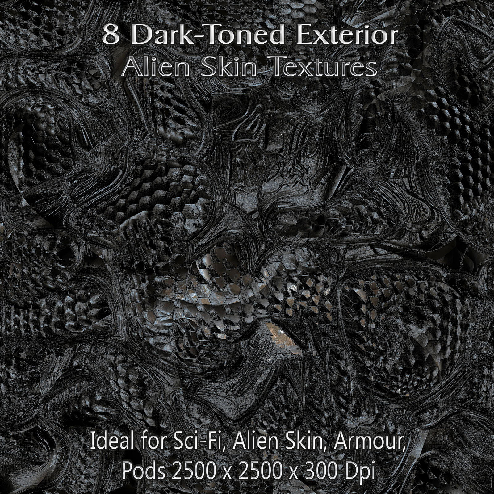 8 Dark-Toned Exterior Alien Skin Seamless Textures - Merchant Resource by N/A
