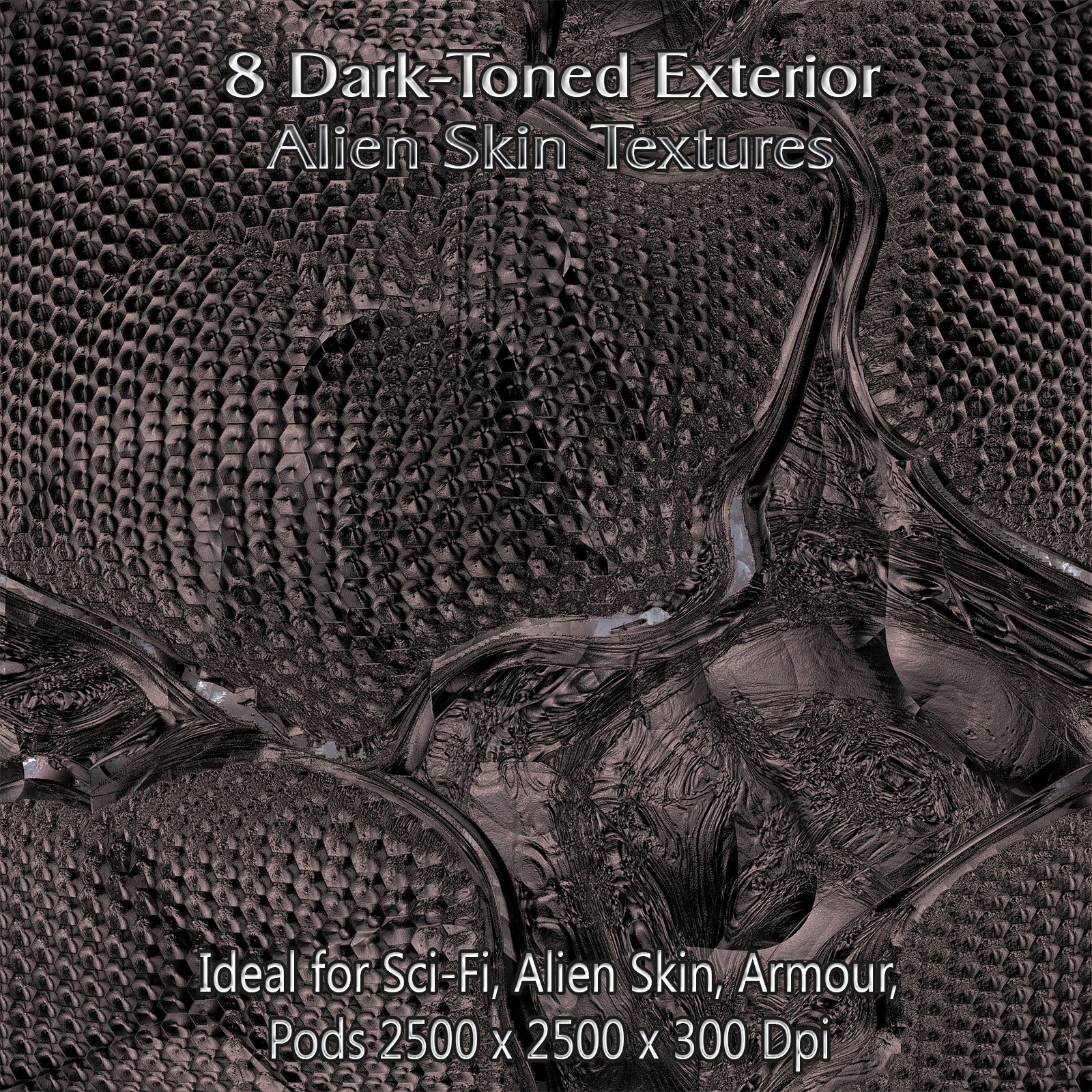 8 Dark-Toned Exterior Alien Skin Seamless Textures - Merchant Resource by N/A