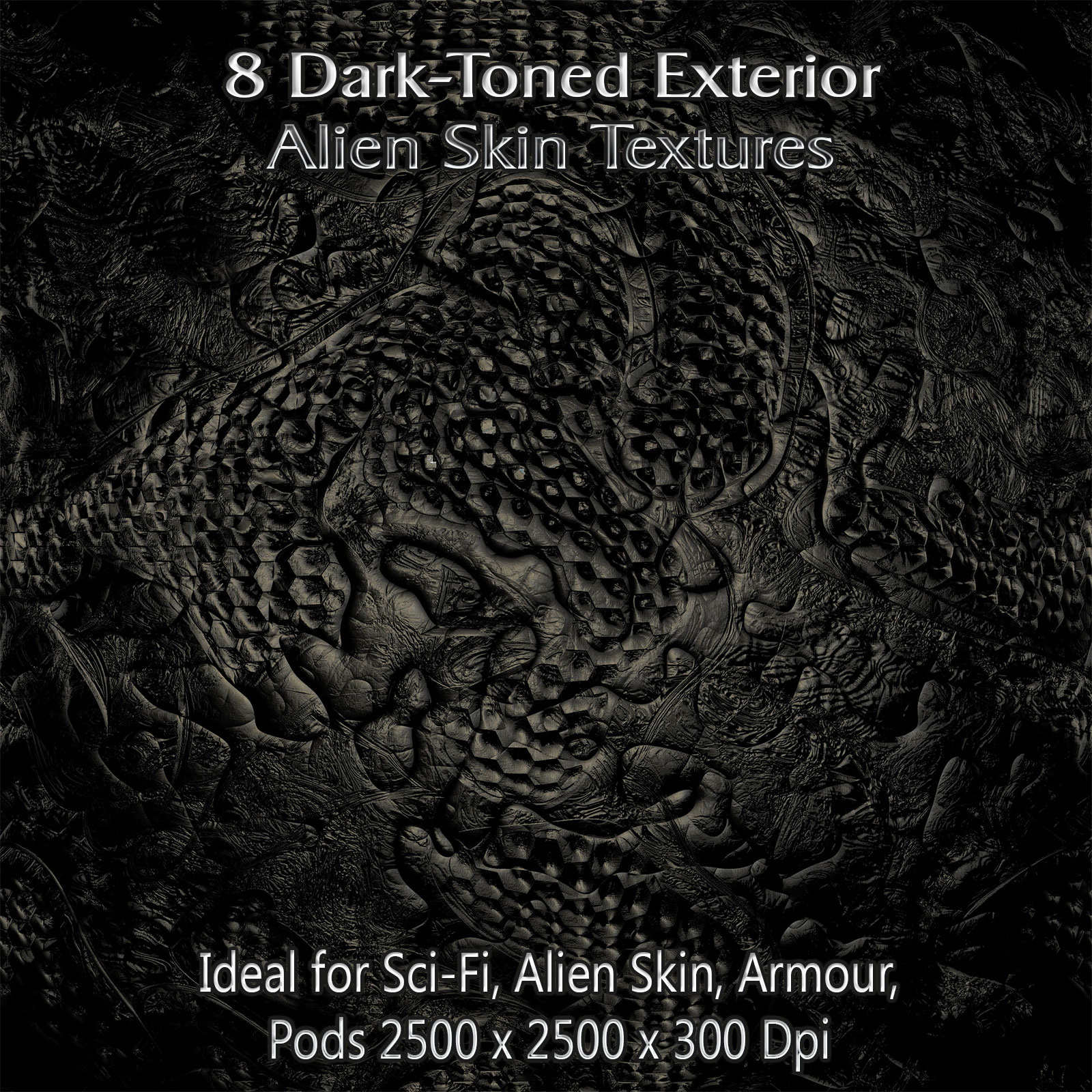 8 Dark-Toned Exterior Alien Skin Seamless Textures - Merchant Resource by N/A
