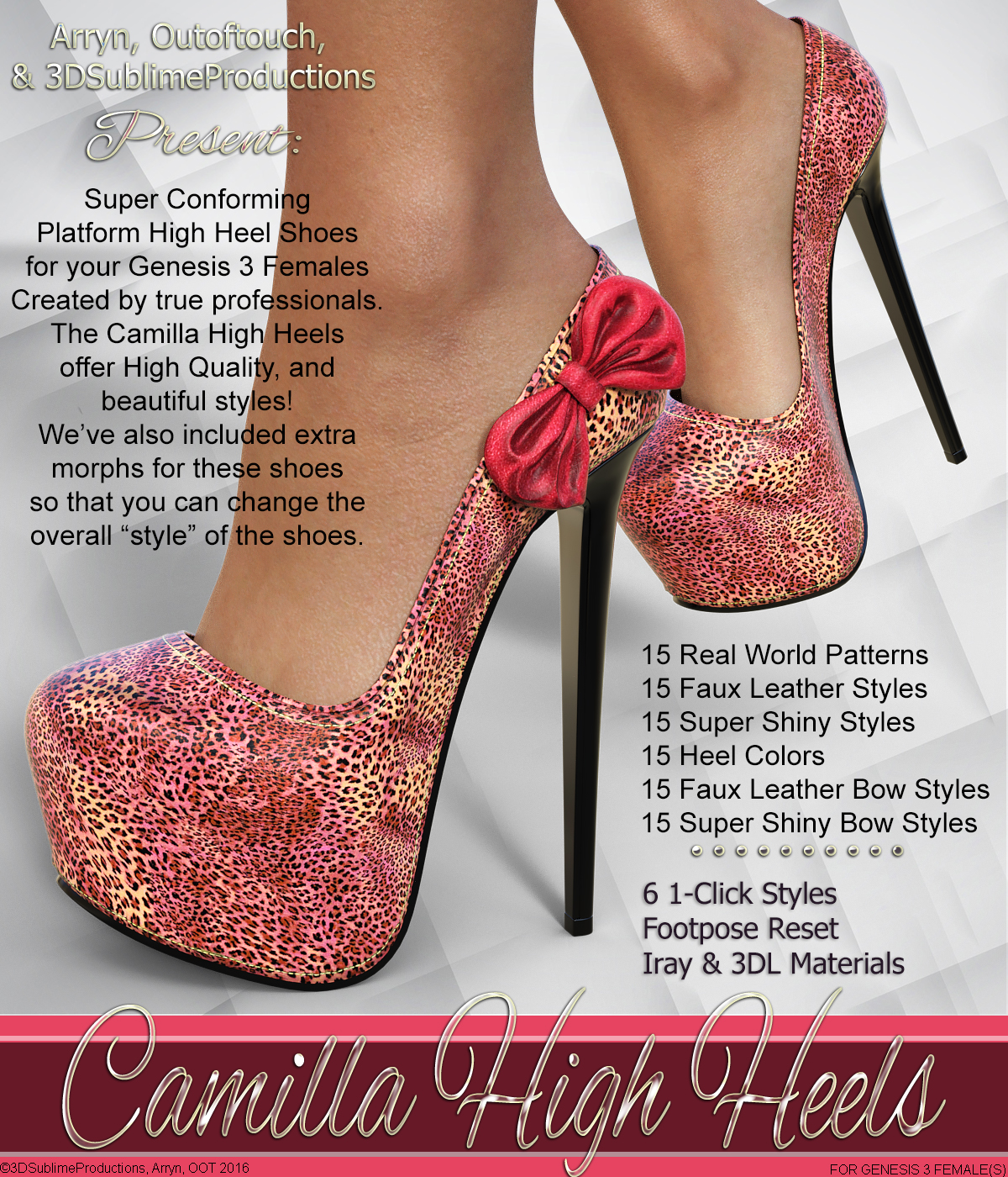 Camilla High Heels for Genesis 3 Female(s) by N/A
