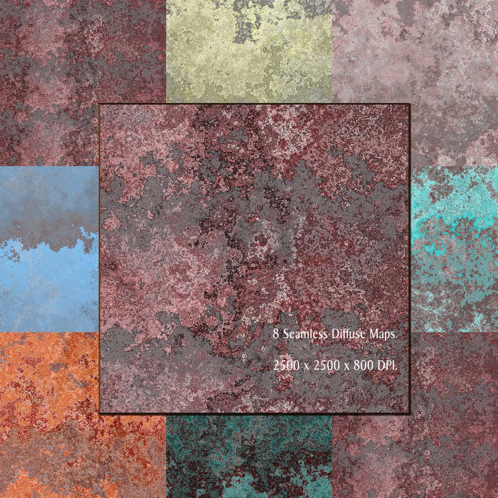 8 Seamless Rusty Metal Textures with Texture Maps - Merchant Resource by N/A