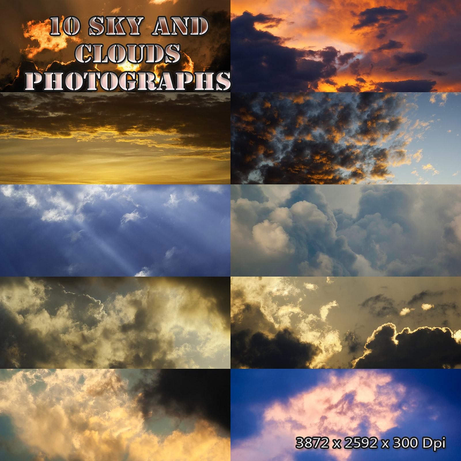 10 Sky and Clouds Photograph Backgrounds by N/A
