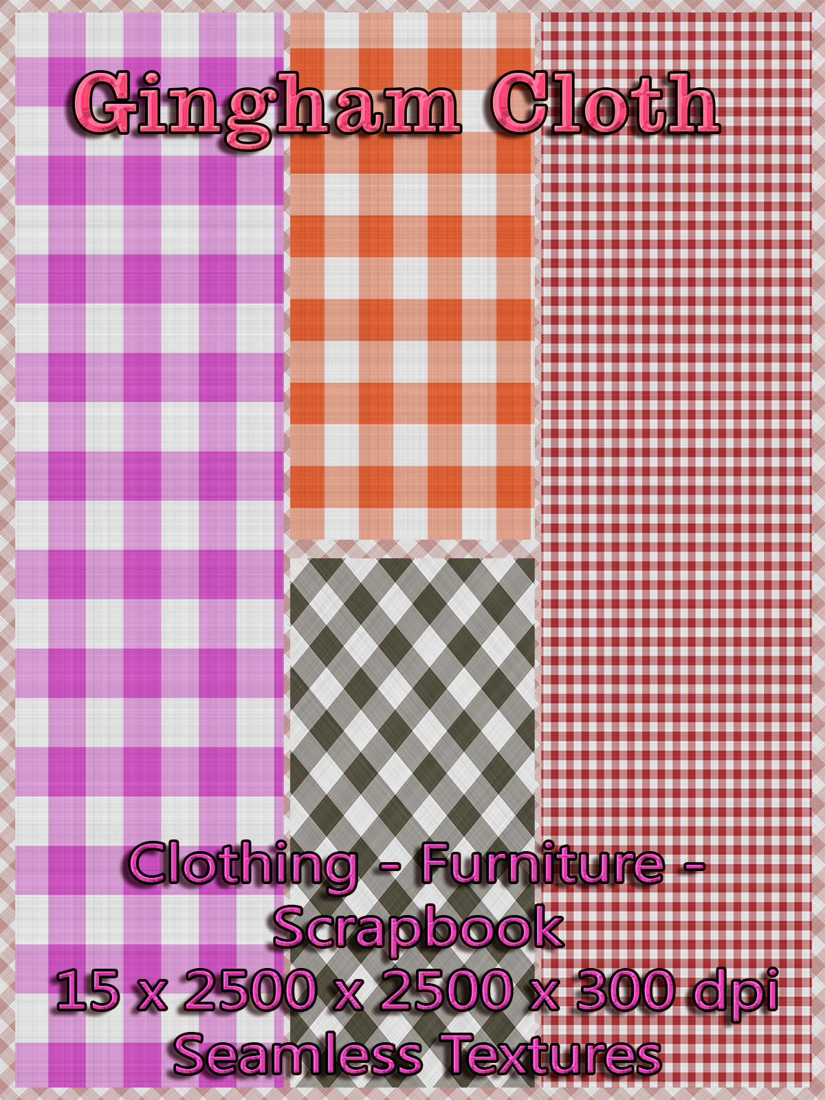 15 Seamless Gingham Cloth Textures - Merchant Resource by N/A