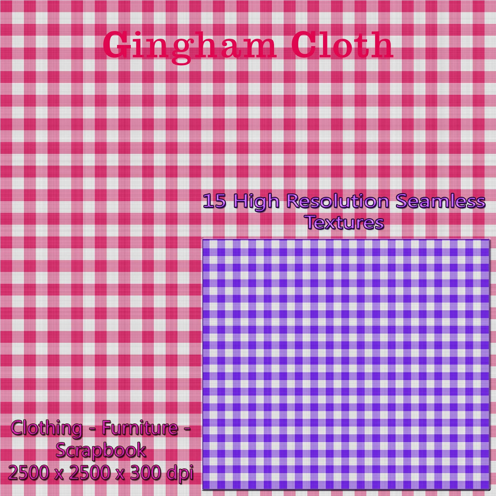 15 Seamless Gingham Cloth Textures - Merchant Resource by N/A