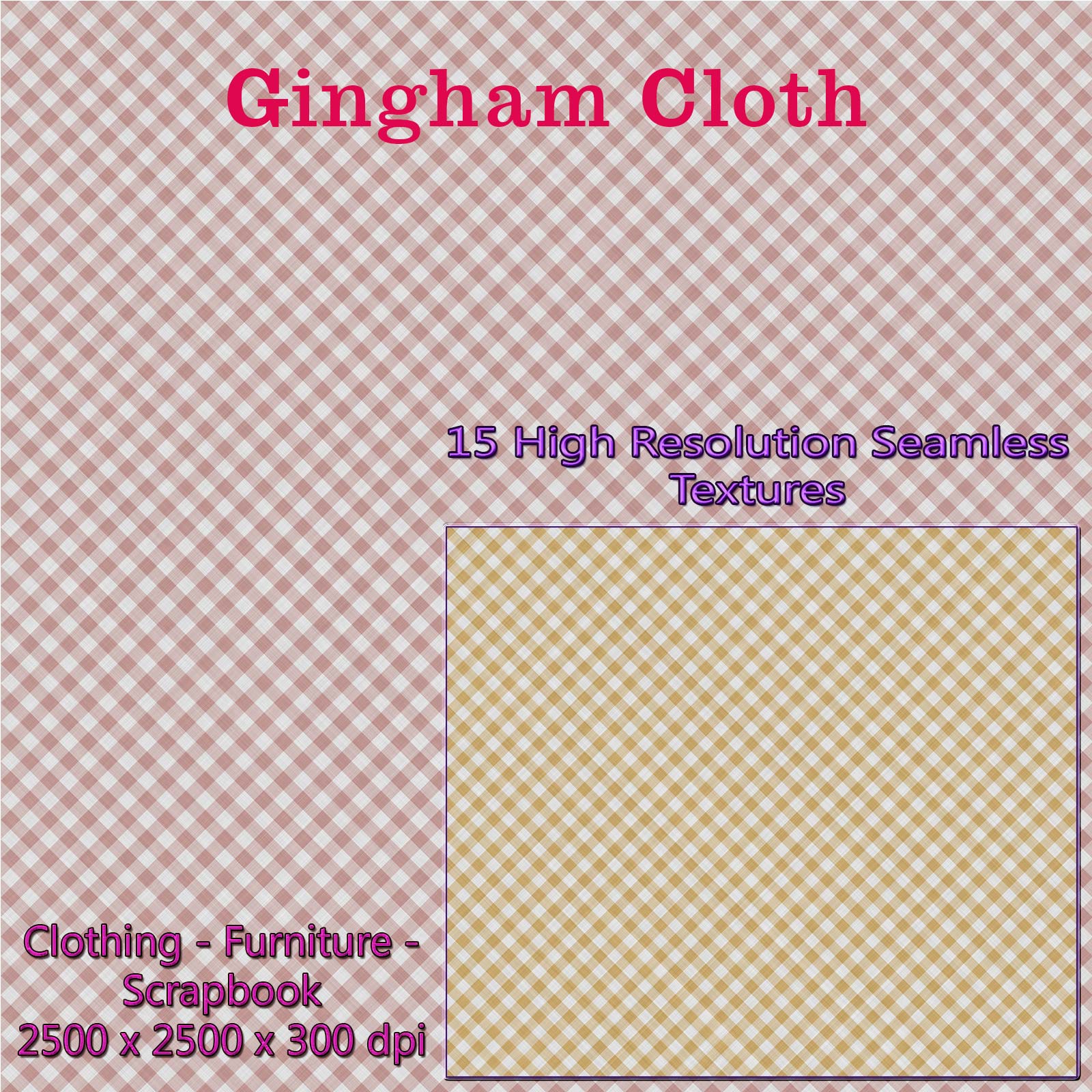 15 Seamless Gingham Cloth Textures - Merchant Resource by N/A