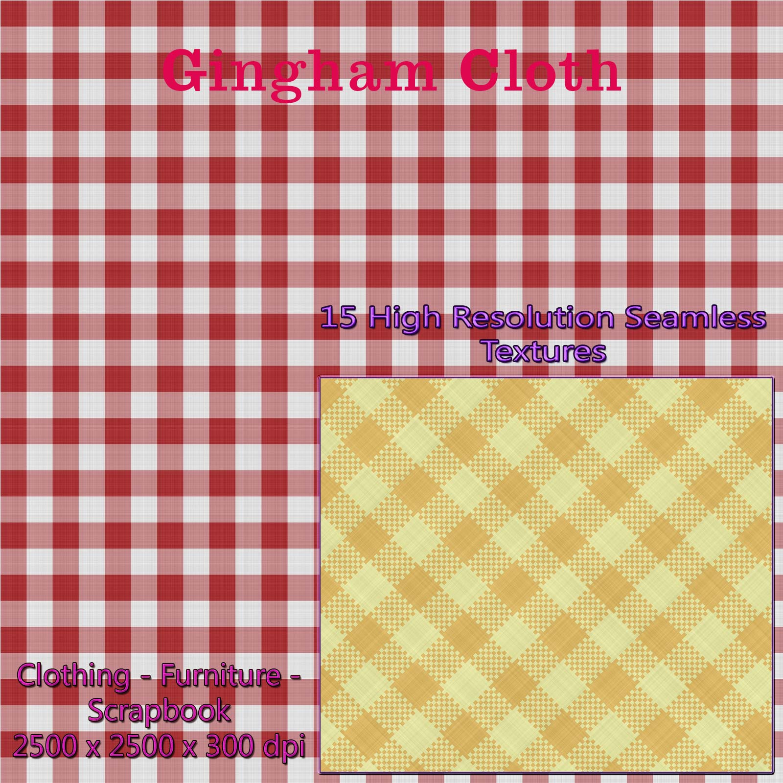 15 Seamless Gingham Cloth Textures - Merchant Resource by N/A