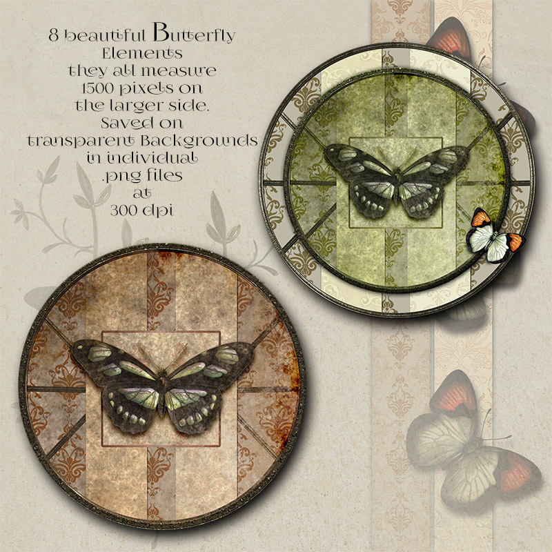 Butterfly Elements and Backgrounds by N/A