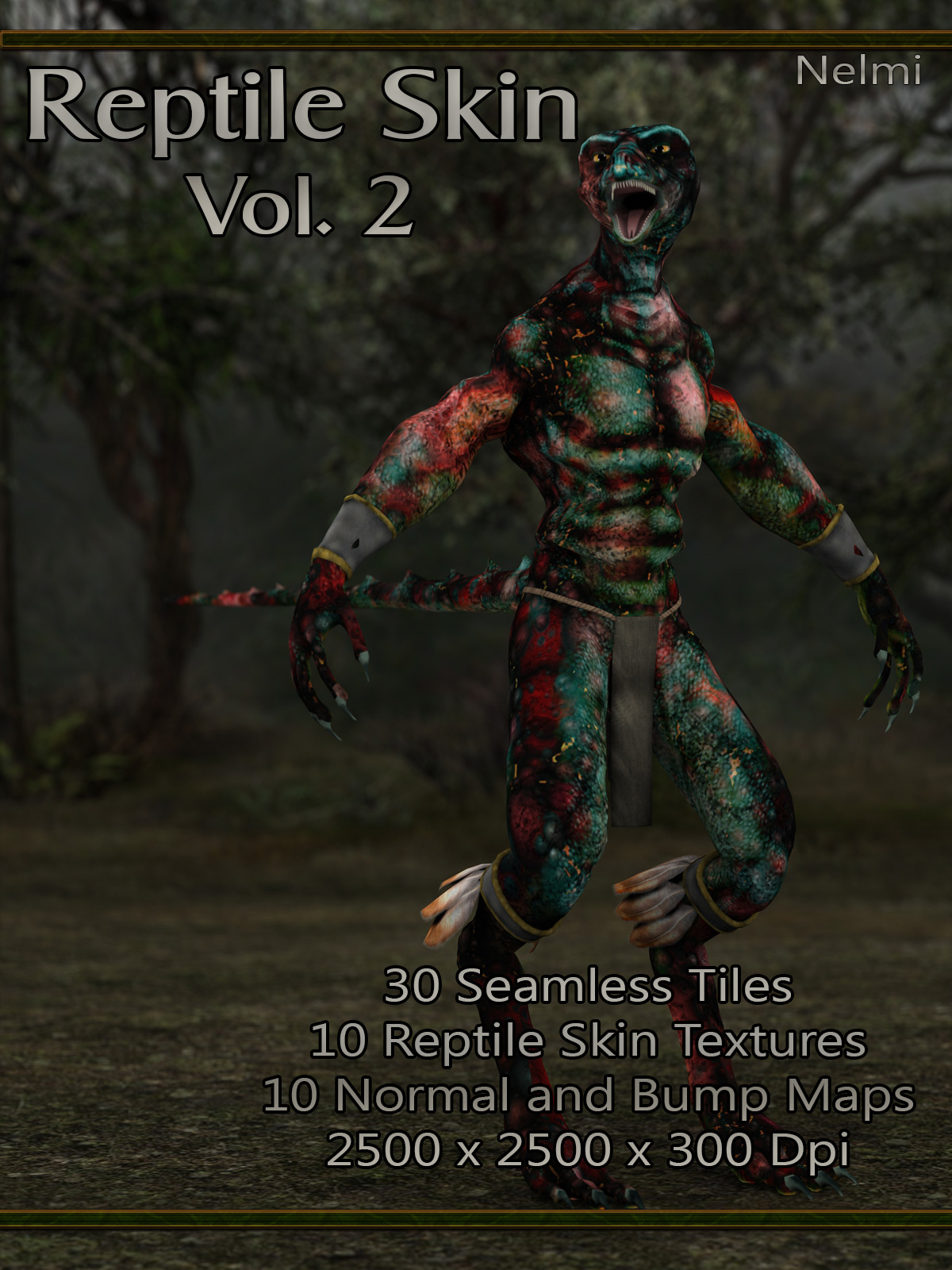 10 Reptile Skin Seamless Textures with Texture Maps: Vol 2 by N/A