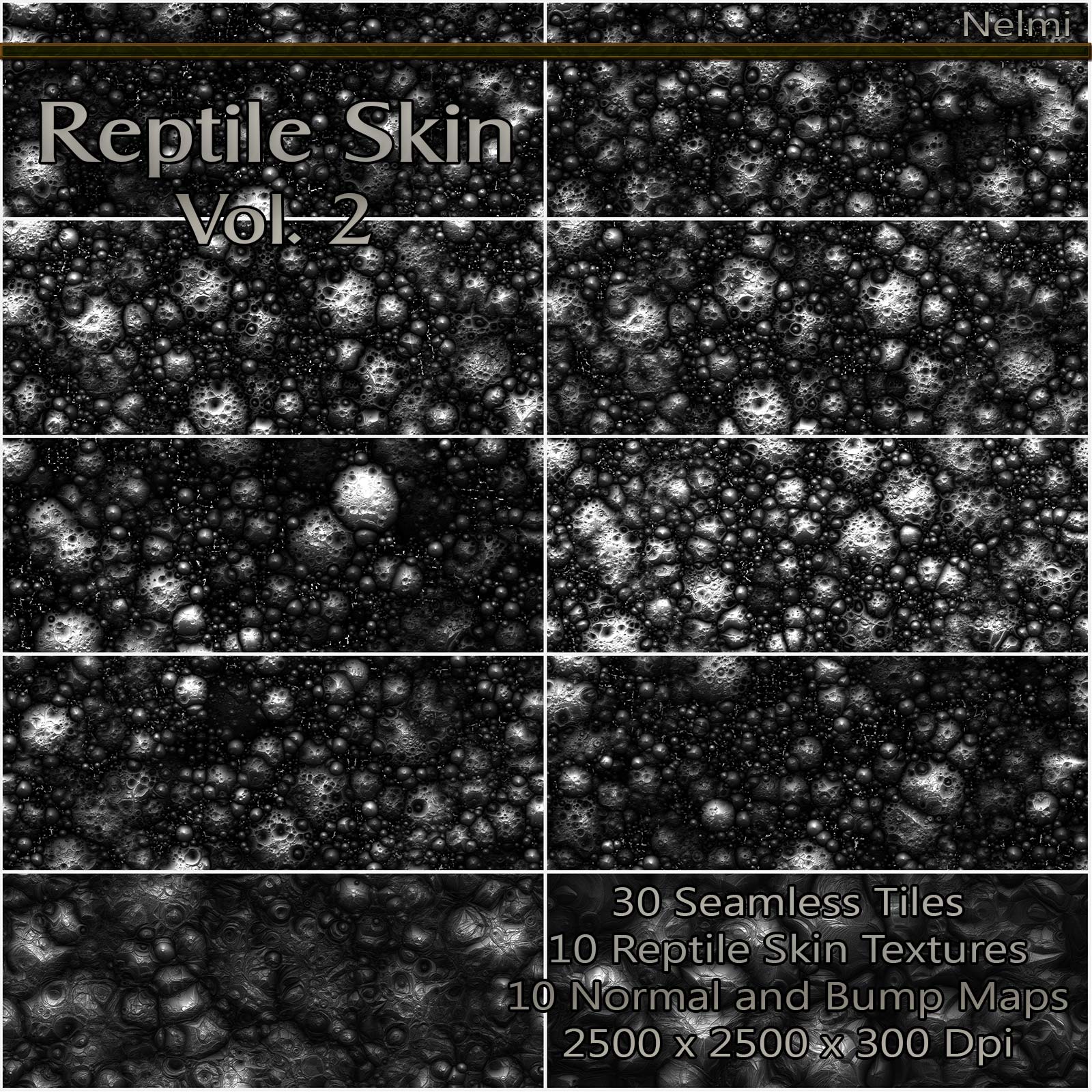 10 Reptile Skin Seamless Textures with Texture Maps: Vol 2 by N/A