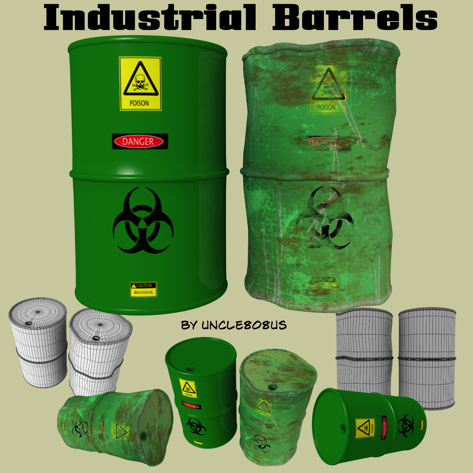 Industrial Barrels FBX and OBJ by N/A