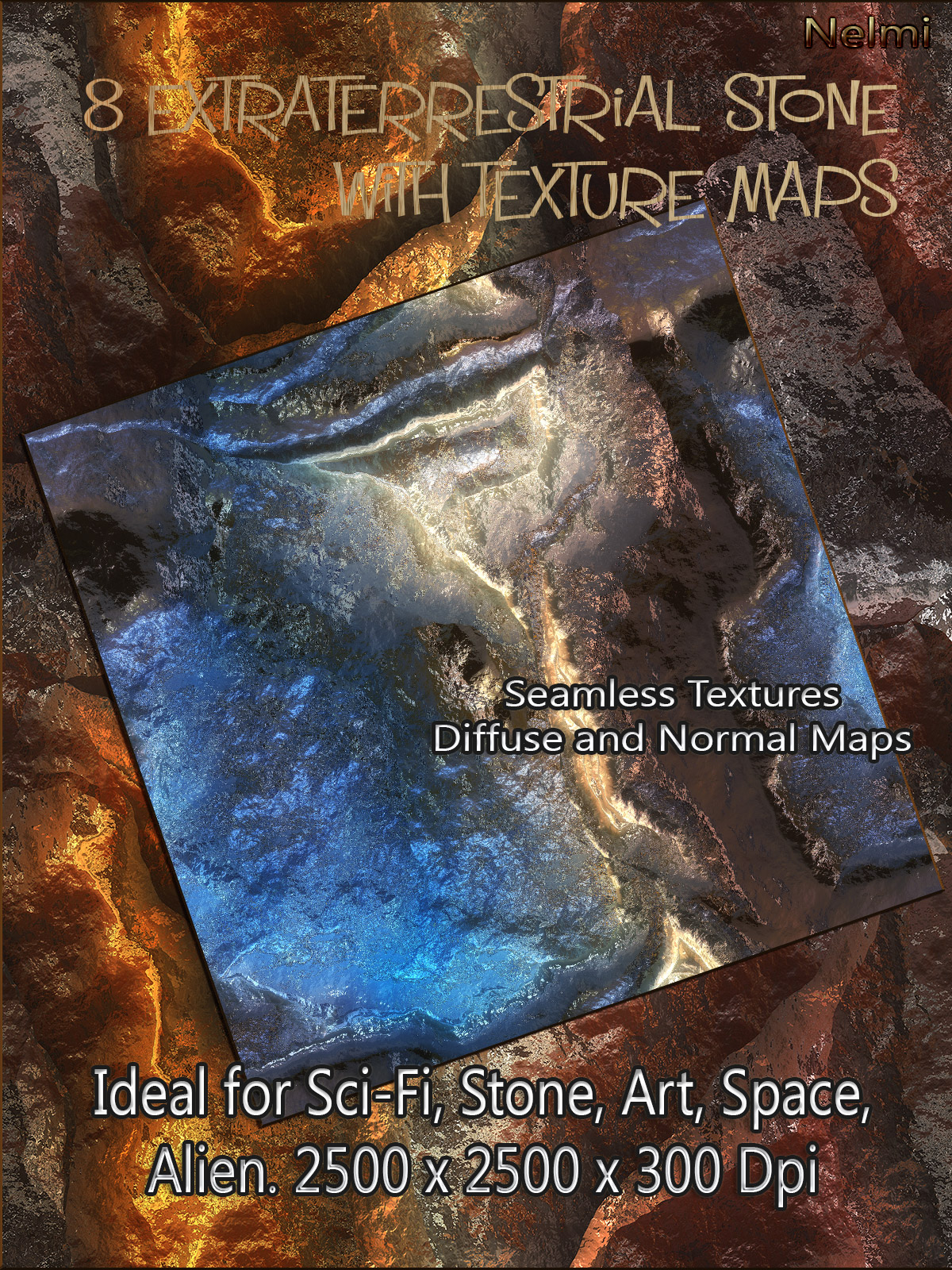 8 Seamless Extraterrestrial Stone Textures with Texture Maps: Diffuse and Normal by N/A