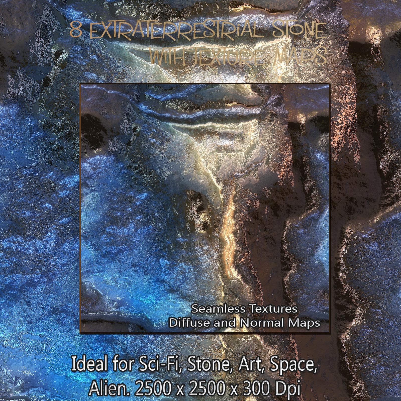 8 Seamless Extraterrestrial Stone Textures with Texture Maps: Diffuse and Normal by N/A